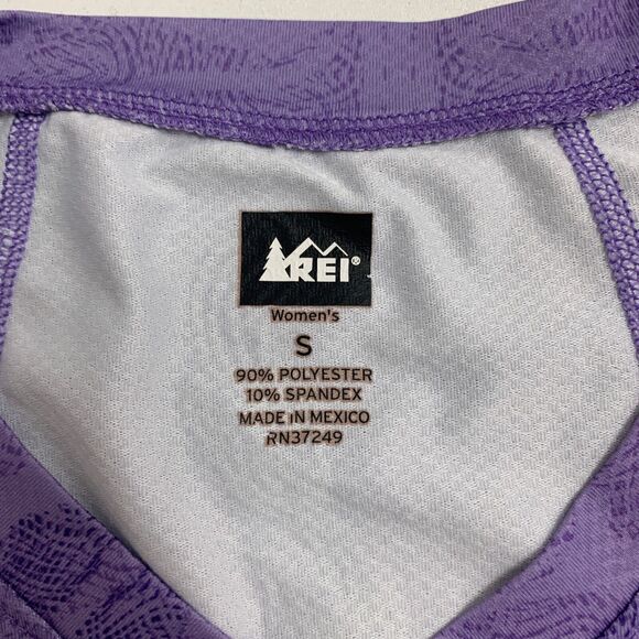 Rei Top Womens S Small Heliotrope V Neck Abstract Short Sleeve Stretch Outdoor - Picture 9 of 12